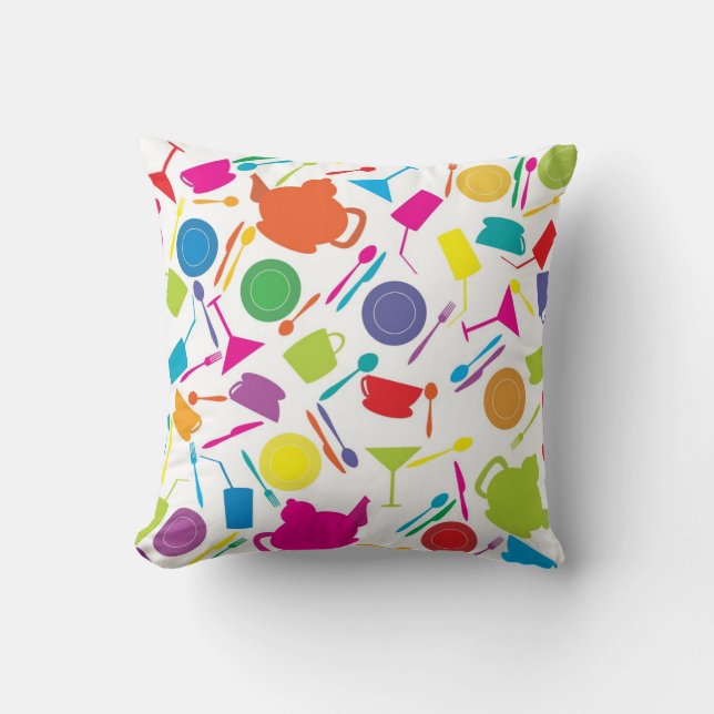 Pattern With Coloured Kitchen Stuff Throw Pillow (Front)