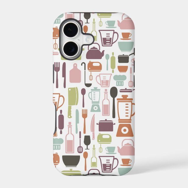Pattern with colourful cooking icons (Back)