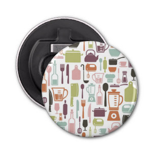 Pattern with colourful cooking icons bottle opener