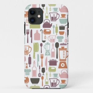 Pattern with colourful cooking icons iPhone 11 case