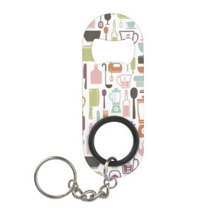 Pattern with colourful cooking icons mini bottle opener