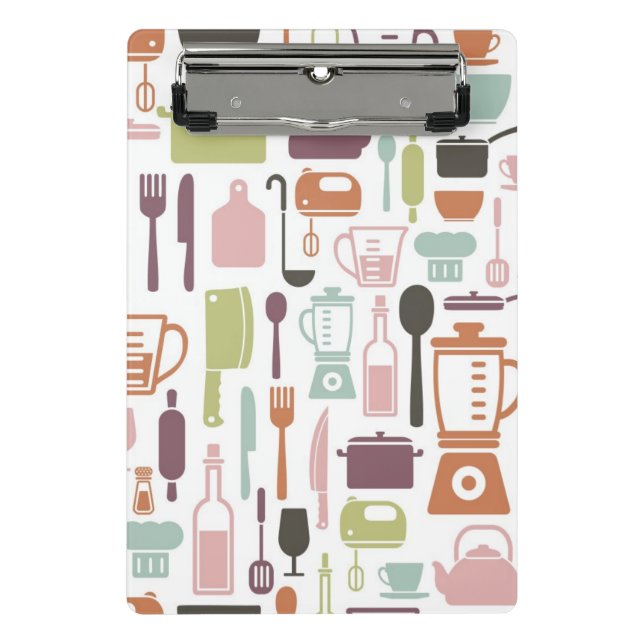 Pattern with colourful cooking icons mini clipboard (Front)