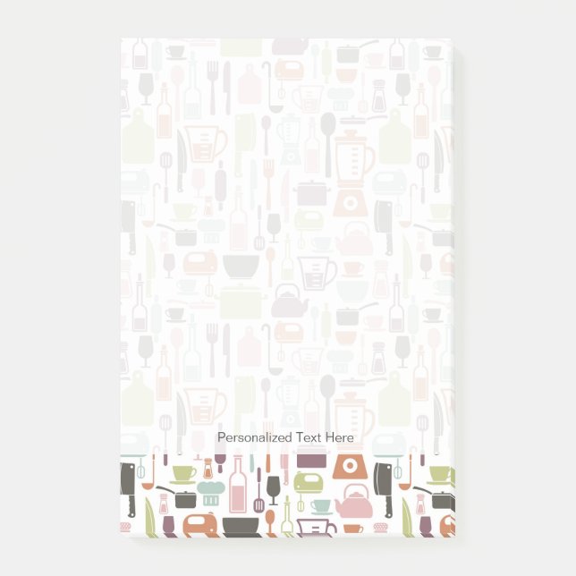 Pattern with colourful cooking icons post-it notes (Front)