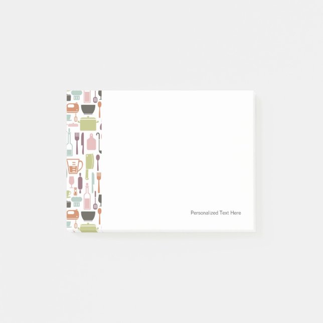 Pattern with colourful cooking icons post-it notes (Front)