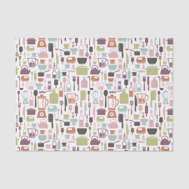Pattern with colourful cooking icons tissue paper (Front)