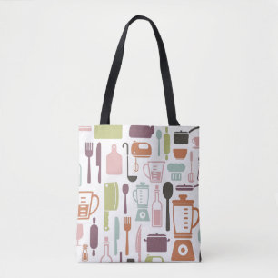 Pattern with colourful cooking icons tote bag