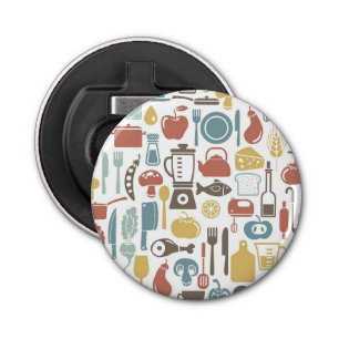 Pattern with cooking icons bottle opener