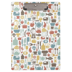 Pattern with cooking icons clipboard