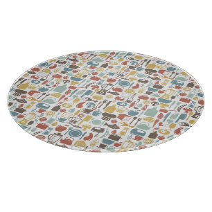 Pattern with cooking icons cutting board