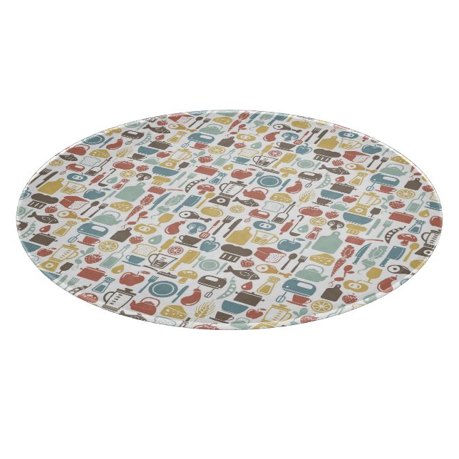 Pattern with cooking icons cutting board (Corner)