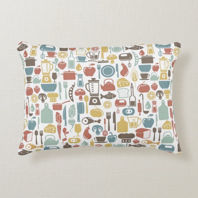 Pattern with cooking icons decorative pillow (Front)