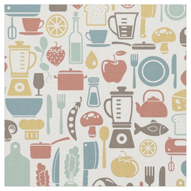 Pattern with cooking icons fabric (Close Up)