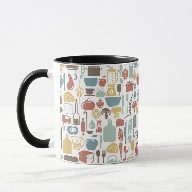 Pattern with cooking icons mug (Left)