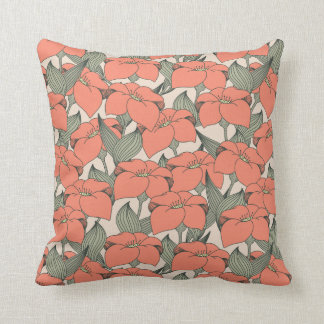 Pattern with coral lily throw pillow