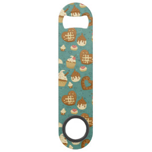 Pattern with cupcakes and candies bar key