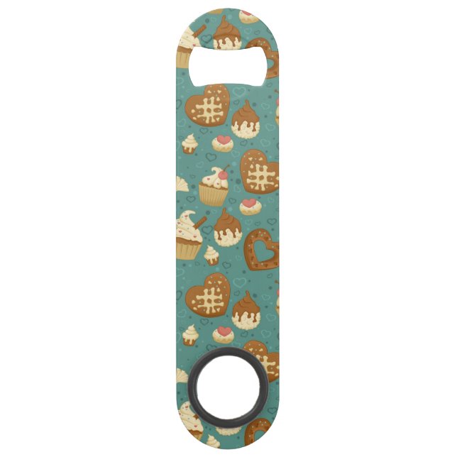 Pattern with cupcakes and candies bar key (Front)