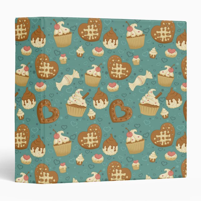 Pattern with cupcakes and candies binder (Front/Spine)
