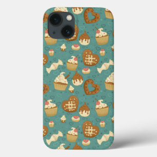 Pattern with cupcakes and candies iPhone 13 case