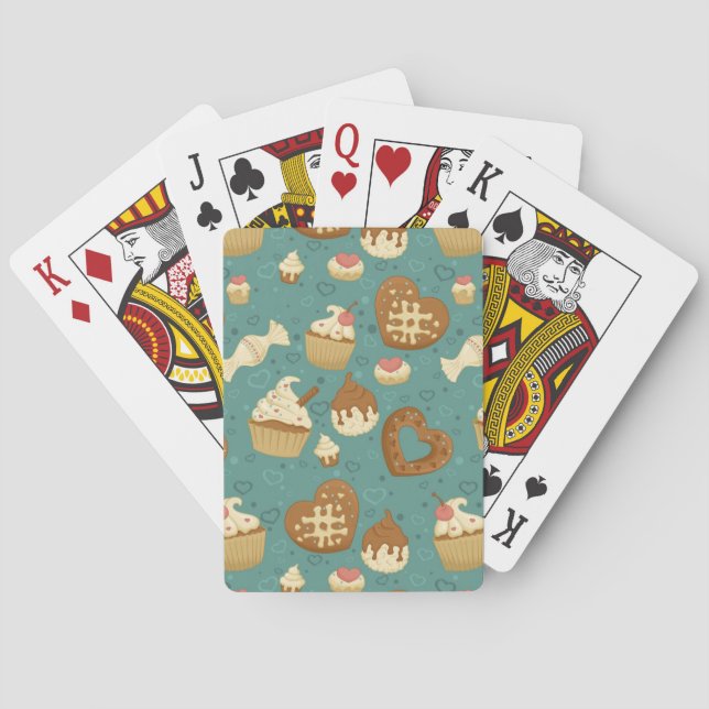 Pattern with cupcakes and candies playing cards (Back)