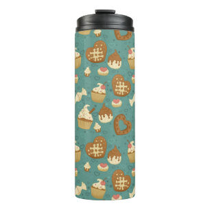 Pattern with cupcakes and candies thermal tumbler