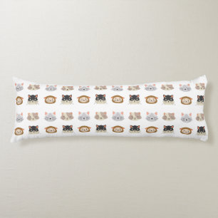 Pattern with Cute Cat Heads Body Pillow