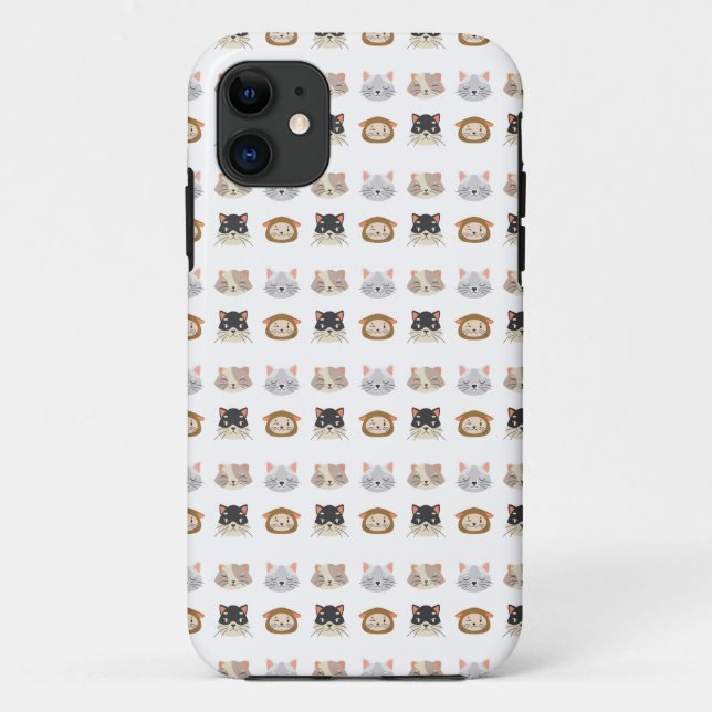 Pattern with Cute Cat Heads Case-Mate iPhone Case (Back)