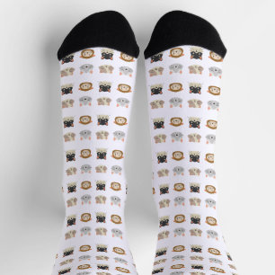 Pattern with Cute Cat Heads Socks