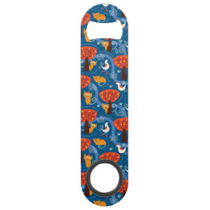 pattern with cute cats and birds bar key