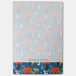 pattern with cute cats and birds post-it notes