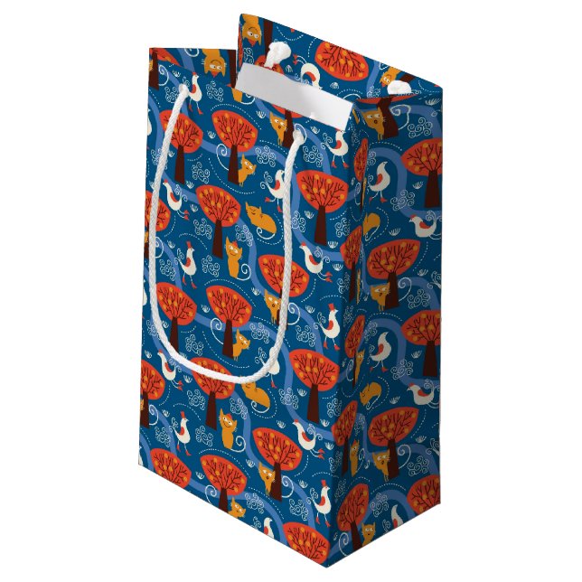 pattern with cute cats and birds small gift bag (Back Angled)