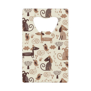 pattern with cute dogs credit card bottle opener