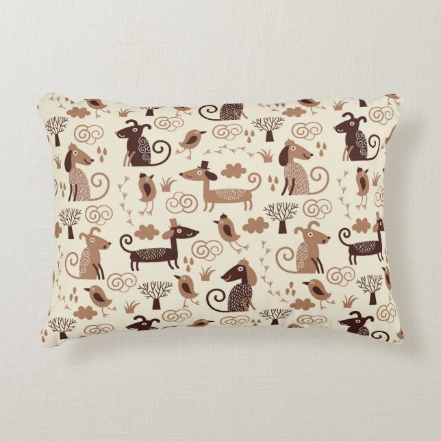 pattern with cute dogs decorative pillow (Front)