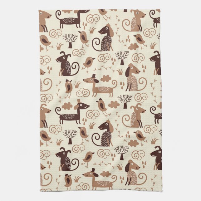 pattern with cute dogs kitchen towel (Vertical)