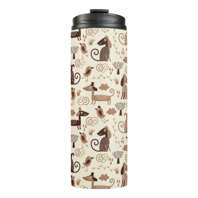 pattern with cute dogs thermal tumbler (Front)