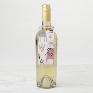 pattern with cute elephants and giraffes giant bottle tag