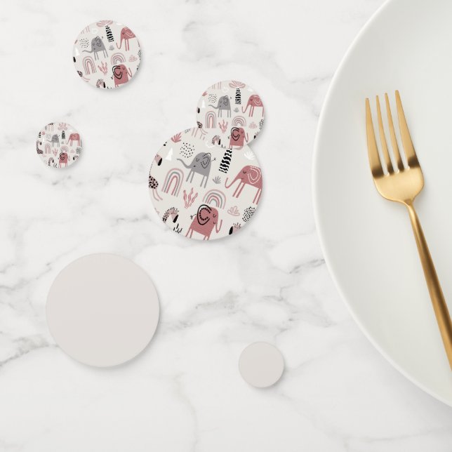 pattern with cute elephants and giraffes giant  confetti (Group)