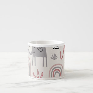 pattern with cute elephants and giraffes giant  espresso cup