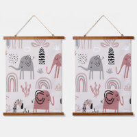 pattern with cute elephants and giraffes giant