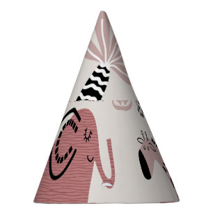 pattern with cute elephants and giraffes giant   party hat