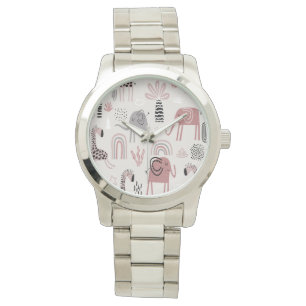 pattern with cute elephants and giraffes giant watch