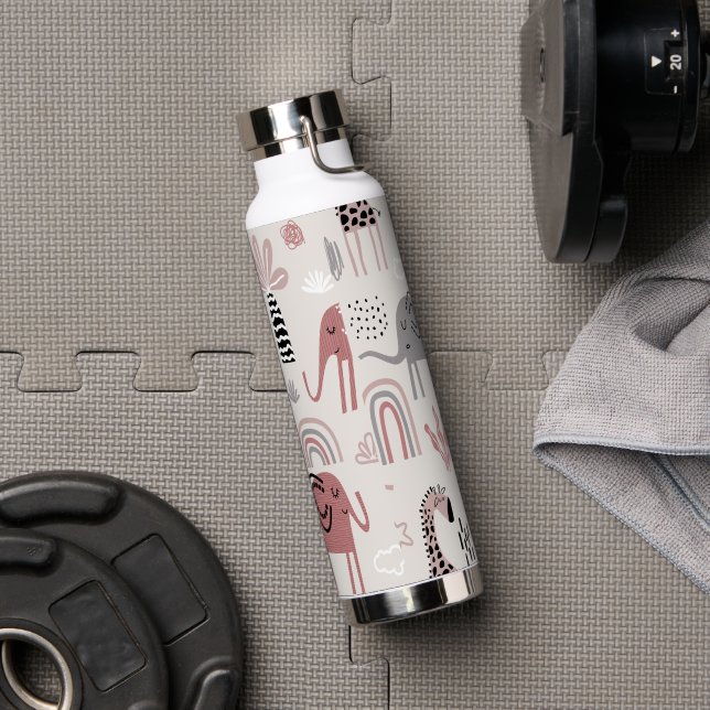pattern with cute elephants and giraffes giant  water bottle (Gym)
