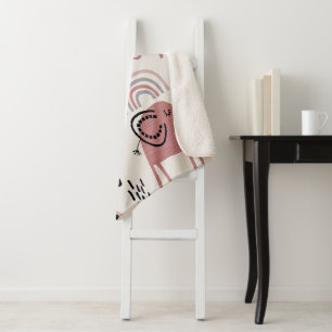 pattern with cute elephants and giraffes sherpa blanket