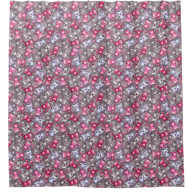 pattern with cute kawaii doodle cats (Front)