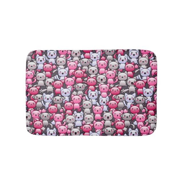 pattern with cute kawaii doodle cats 2 bath mat (Front)