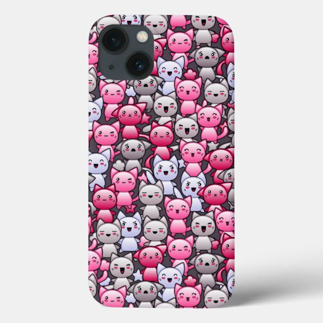 pattern with cute kawaii doodle cats 2 Case-Mate iPhone case (Back)