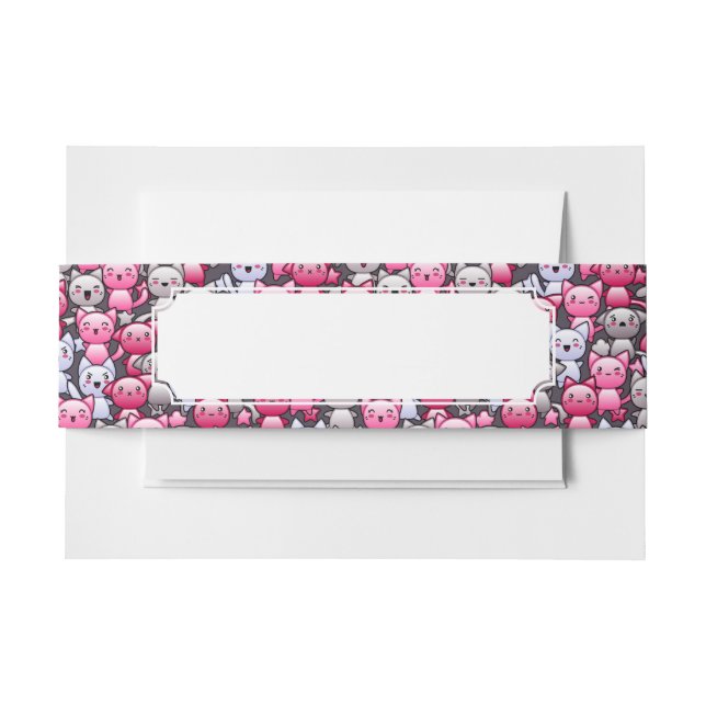 pattern with cute kawaii doodle cats 2 invitation belly band (Front Example)