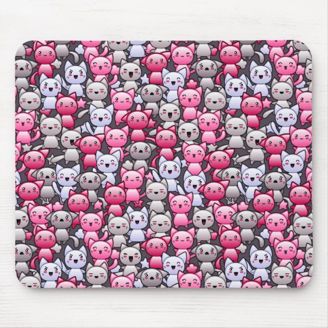 pattern with cute kawaii doodle cats 2 mouse pad (Front)