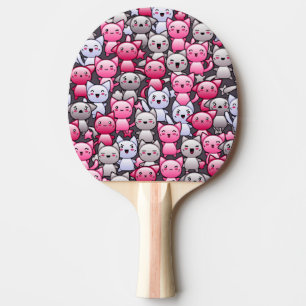 pattern with cute kawaii doodle cats 2 ping pong paddle