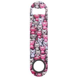 pattern with cute kawaii doodle cats 2 speed bottle opener
