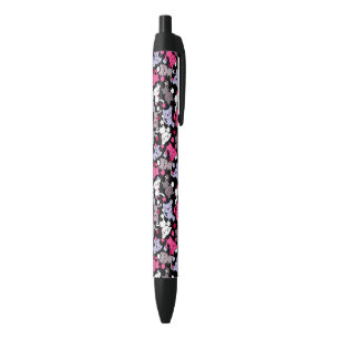 pattern with cute kawaii doodle cats 3 black ink pen